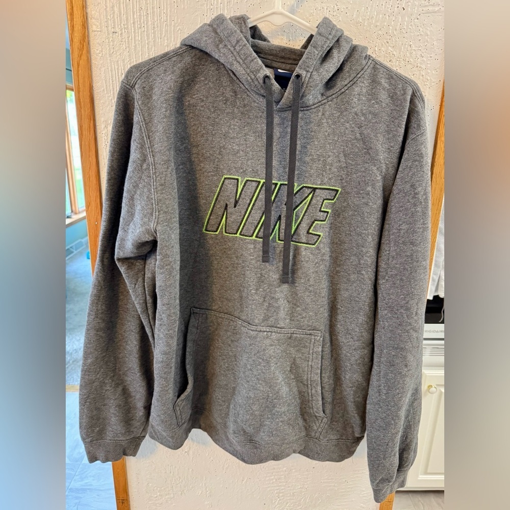 Nike Gray Hoodie with Neon Accents